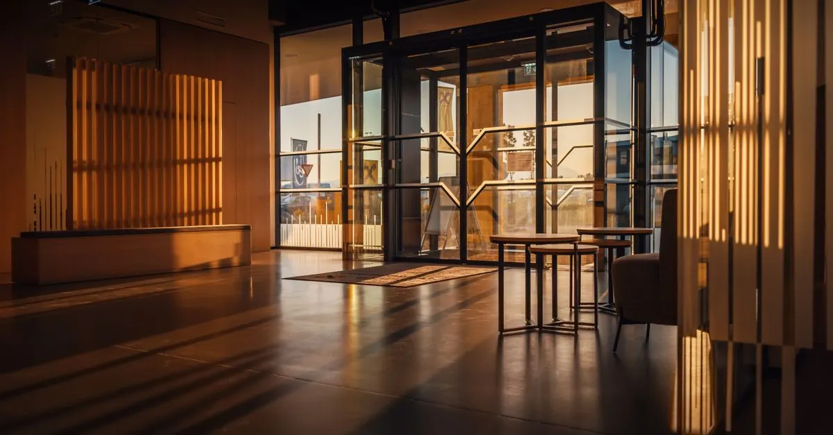 Creatively designed hotel lobby