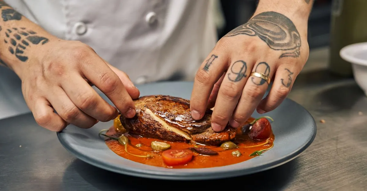Chef preparing a fine dining dish