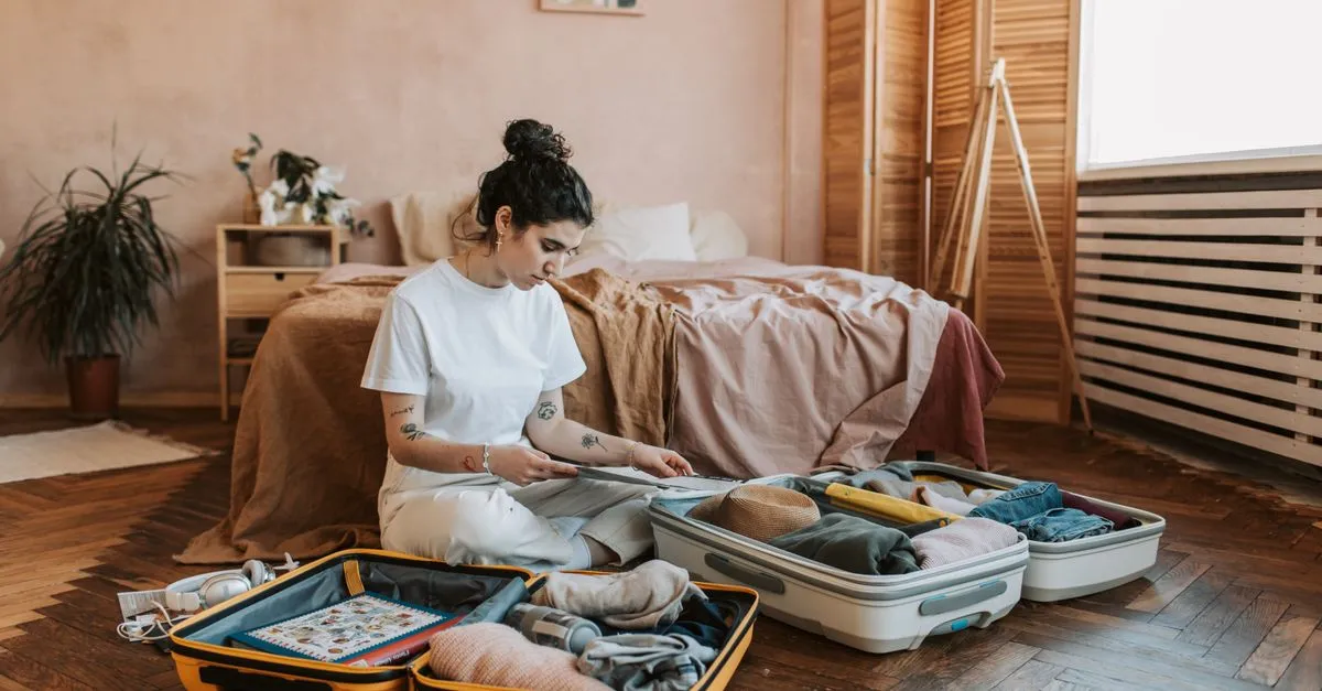 A female traveler planning her solo trip.